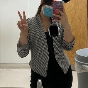 Rachel Zoe Houndstooth Blazer in Black and White